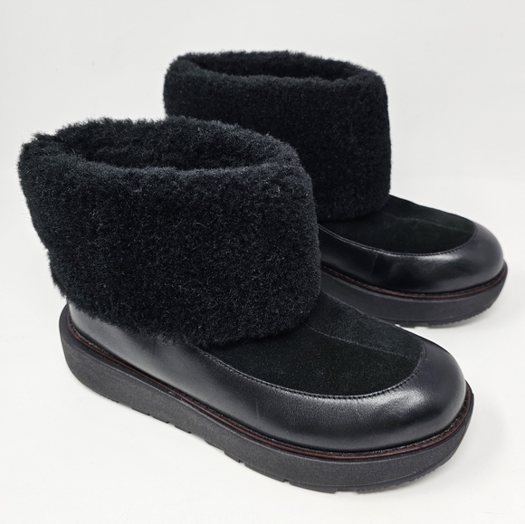 Fitflop Shoes Fitflop Hydie Black Leather Winter Boots Suede Womens